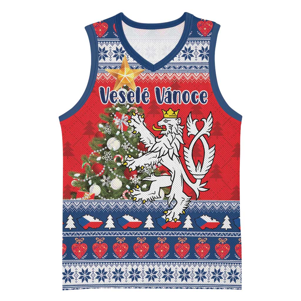 Czech Republic Christmas Personalized Basketball Jersey Vesele Vanoce - Wonder Print Shop