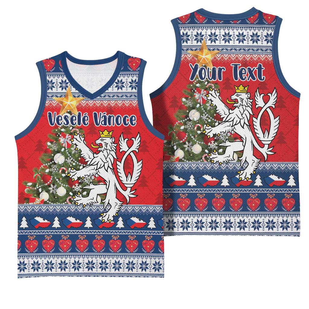 Czech Republic Christmas Personalized Basketball Jersey Vesele Vanoce - Wonder Print Shop