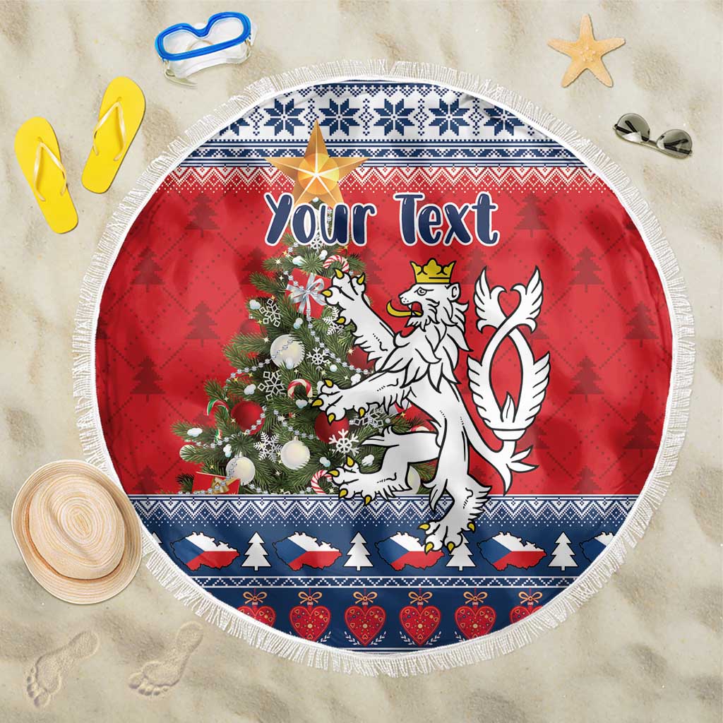 Czech Republic Christmas Personalized Beach Blanket Vesele Vanoce - Wonder Print Shop