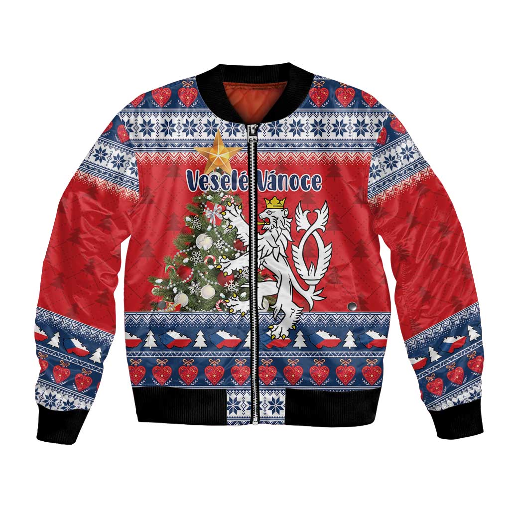 Czech Republic Christmas Personalized Bomber Jacket Vesele Vanoce - Wonder Print Shop