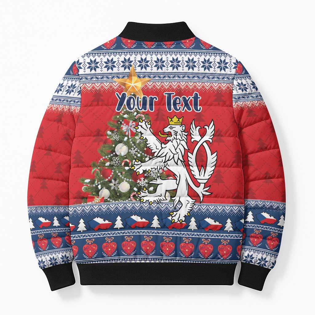 Czech Republic Christmas Personalized Bomber Puffer Jacket Vesele Vanoce - Wonder Print Shop