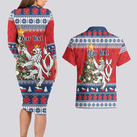 Czech Republic Christmas Personalized Couples Matching Long Sleeve Bodycon Dress and Hawaiian Shirt Vesele Vanoce - Wonder Print Shop