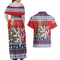 Czech Republic Christmas Personalized Couples Matching Off Shoulder Maxi Dress and Hawaiian Shirt Vesele Vanoce - Wonder Print Shop