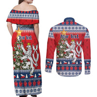 Czech Republic Christmas Personalized Couples Matching Off Shoulder Maxi Dress and Long Sleeve Button Shirt Vesele Vanoce - Wonder Print Shop