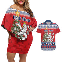 Czech Republic Christmas Personalized Couples Matching Off Shoulder Short Dress and Hawaiian Shirt Vesele Vanoce - Wonder Print Shop