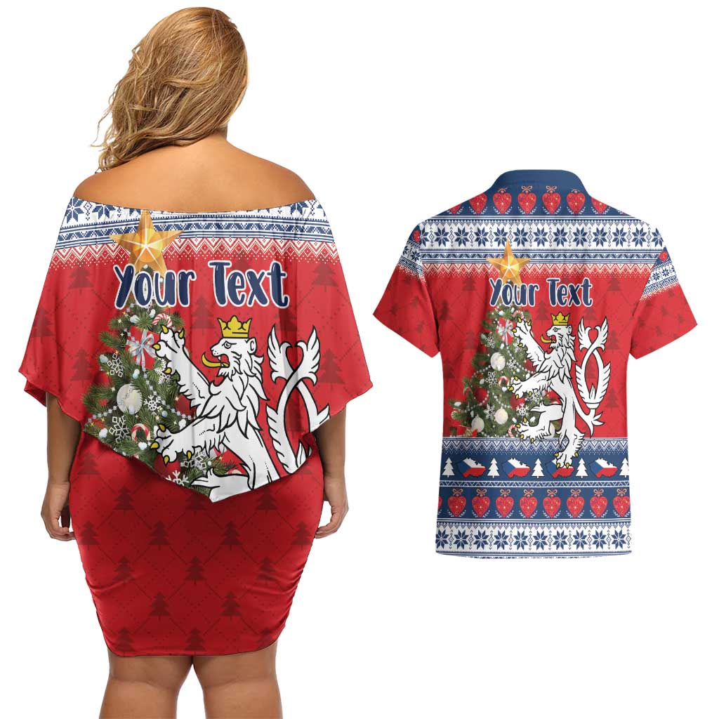 Czech Republic Christmas Personalized Couples Matching Off Shoulder Short Dress and Hawaiian Shirt Vesele Vanoce - Wonder Print Shop
