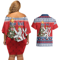 Czech Republic Christmas Personalized Couples Matching Off Shoulder Short Dress and Hawaiian Shirt Vesele Vanoce - Wonder Print Shop