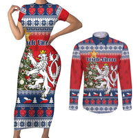 Czech Republic Christmas Personalized Couples Matching Short Sleeve Bodycon Dress and Long Sleeve Button Shirt Vesele Vanoce - Wonder Print Shop