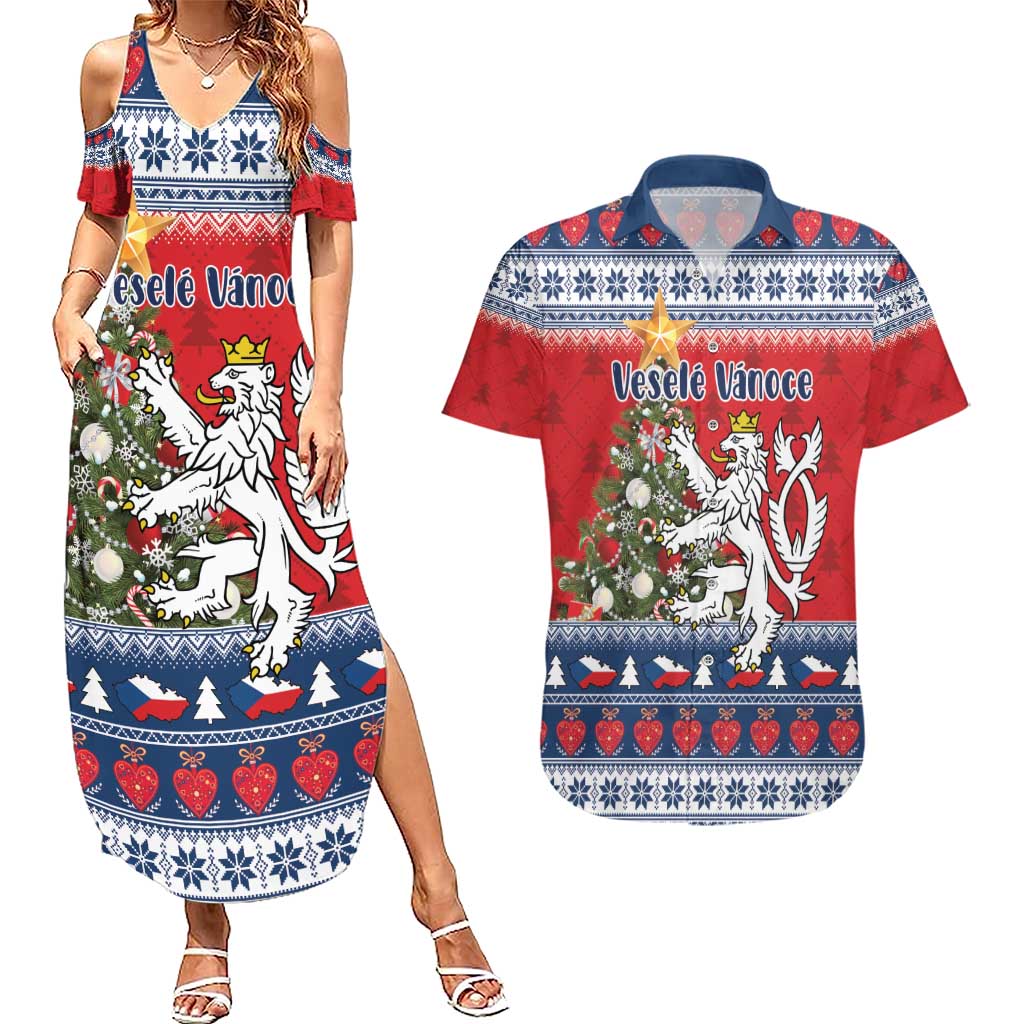 Czech Republic Christmas Personalized Couples Matching Summer Maxi Dress and Hawaiian Shirt Vesele Vanoce - Wonder Print Shop