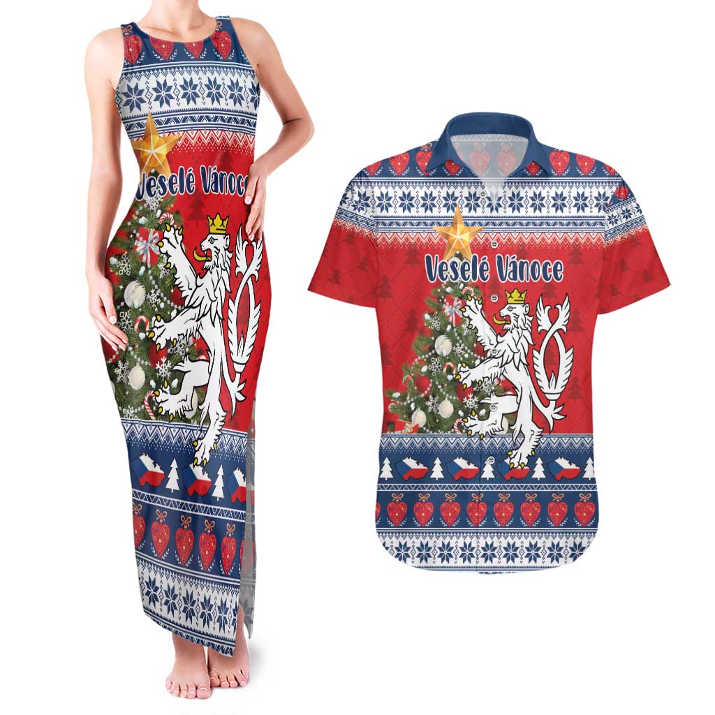 Czech Republic Christmas Personalized Couples Matching Tank Maxi Dress and Hawaiian Shirt Vesele Vanoce - Wonder Print Shop
