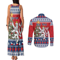 Czech Republic Christmas Personalized Couples Matching Tank Maxi Dress and Long Sleeve Button Shirt Vesele Vanoce - Wonder Print Shop