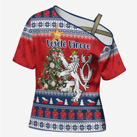 Czech Republic Christmas Personalized Cross Shoulder Shirt Vesele Vanoce - Wonder Print Shop