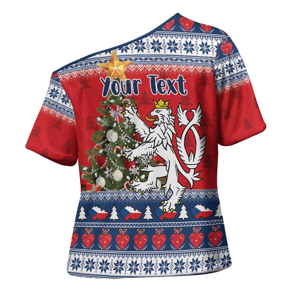 Czech Republic Christmas Personalized Cross Shoulder Shirt Vesele Vanoce - Wonder Print Shop