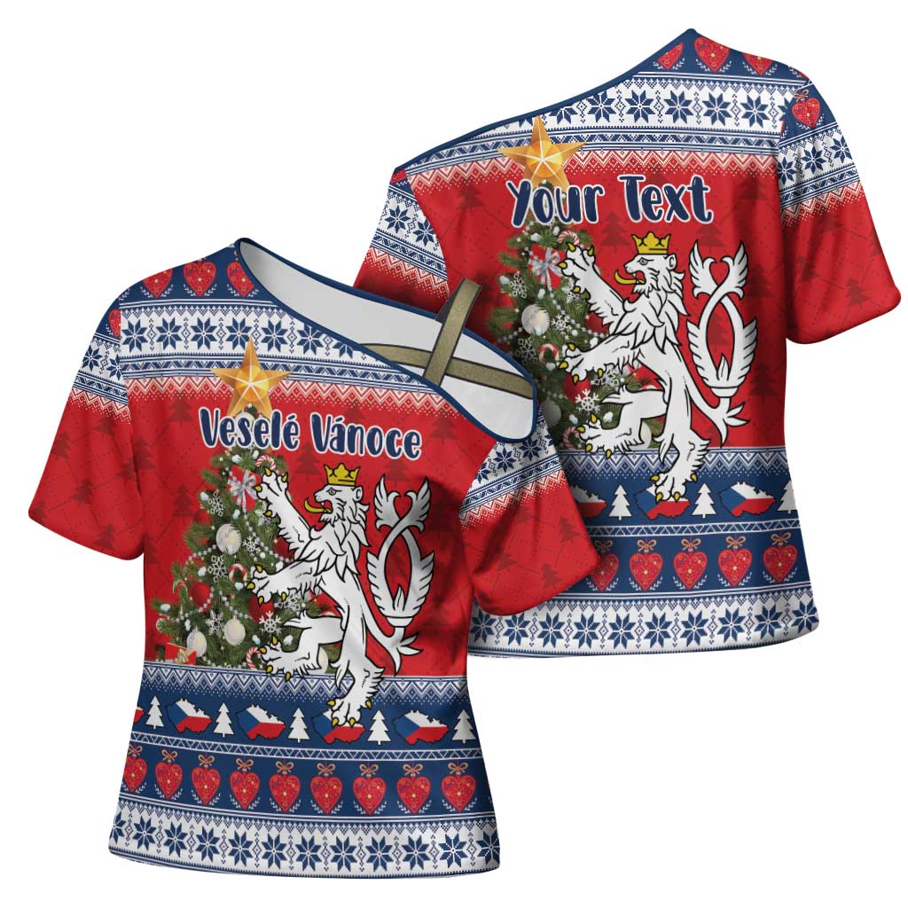 Czech Republic Christmas Personalized Cross Shoulder Shirt Vesele Vanoce - Wonder Print Shop