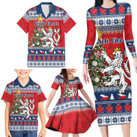 Czech Republic Christmas Personalized Family Matching Long Sleeve Bodycon Dress and Hawaiian Shirt Vesele Vanoce - Wonder Print Shop