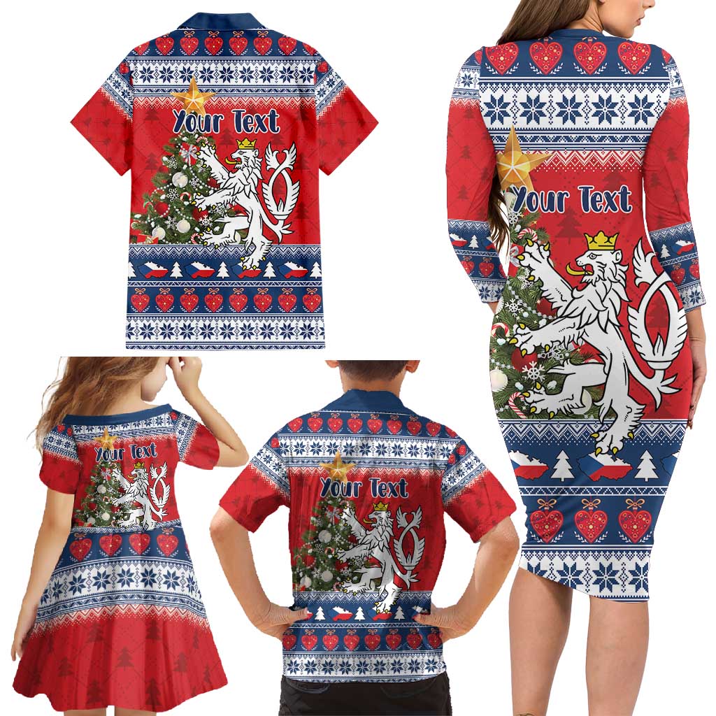 Czech Republic Christmas Personalized Family Matching Long Sleeve Bodycon Dress and Hawaiian Shirt Vesele Vanoce - Wonder Print Shop