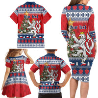 Czech Republic Christmas Personalized Family Matching Long Sleeve Bodycon Dress and Hawaiian Shirt Vesele Vanoce - Wonder Print Shop