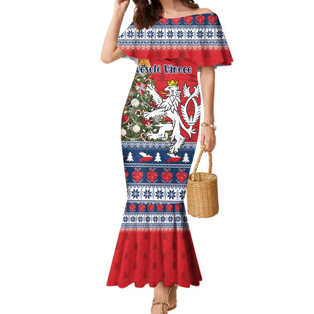 Czech Republic Christmas Personalized Family Matching Mermaid Dress and Hawaiian Shirt Vesele Vanoce - Wonder Print Shop