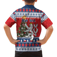 Czech Republic Christmas Personalized Family Matching Off The Shoulder Long Sleeve Dress and Hawaiian Shirt Vesele Vanoce - Wonder Print Shop