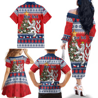 Czech Republic Christmas Personalized Family Matching Off The Shoulder Long Sleeve Dress and Hawaiian Shirt Vesele Vanoce - Wonder Print Shop