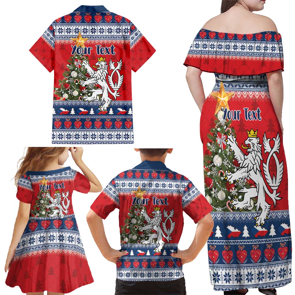 Czech Republic Christmas Personalized Family Matching Off Shoulder Maxi Dress and Hawaiian Shirt Vesele Vanoce - Wonder Print Shop