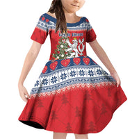 Czech Republic Christmas Personalized Family Matching Off Shoulder Short Dress and Hawaiian Shirt Vesele Vanoce - Wonder Print Shop
