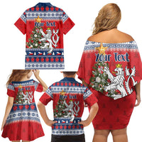 Czech Republic Christmas Personalized Family Matching Off Shoulder Short Dress and Hawaiian Shirt Vesele Vanoce - Wonder Print Shop