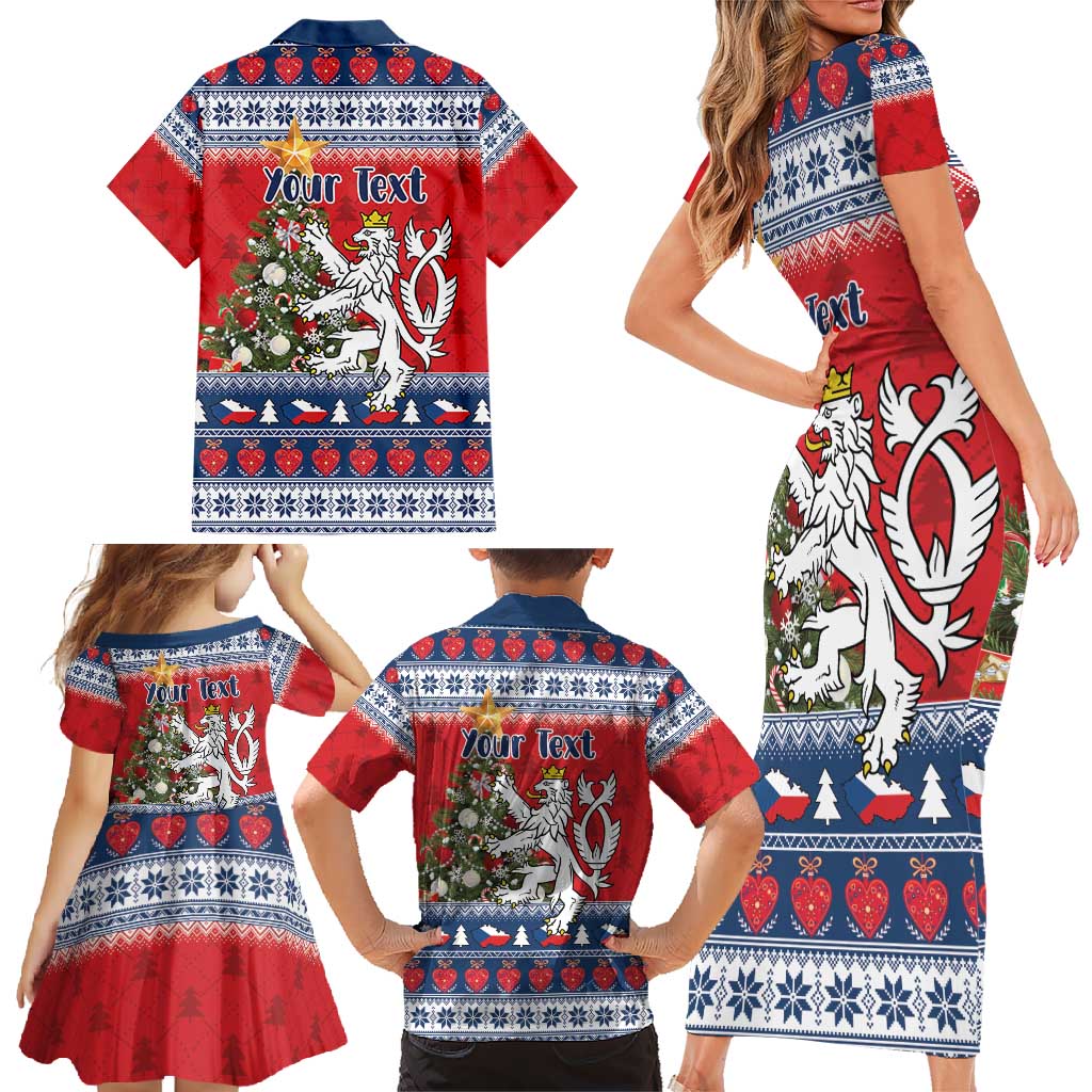 Czech Republic Christmas Personalized Family Matching Short Sleeve Bodycon Dress and Hawaiian Shirt Vesele Vanoce - Wonder Print Shop