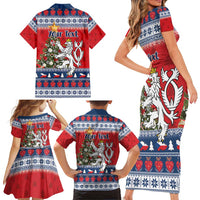 Czech Republic Christmas Personalized Family Matching Short Sleeve Bodycon Dress and Hawaiian Shirt Vesele Vanoce - Wonder Print Shop