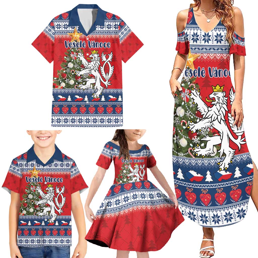Czech Republic Christmas Personalized Family Matching Summer Maxi Dress and Hawaiian Shirt Vesele Vanoce - Wonder Print Shop