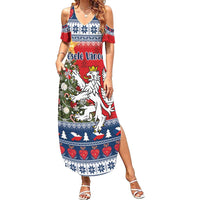 Czech Republic Christmas Personalized Family Matching Summer Maxi Dress and Hawaiian Shirt Vesele Vanoce - Wonder Print Shop