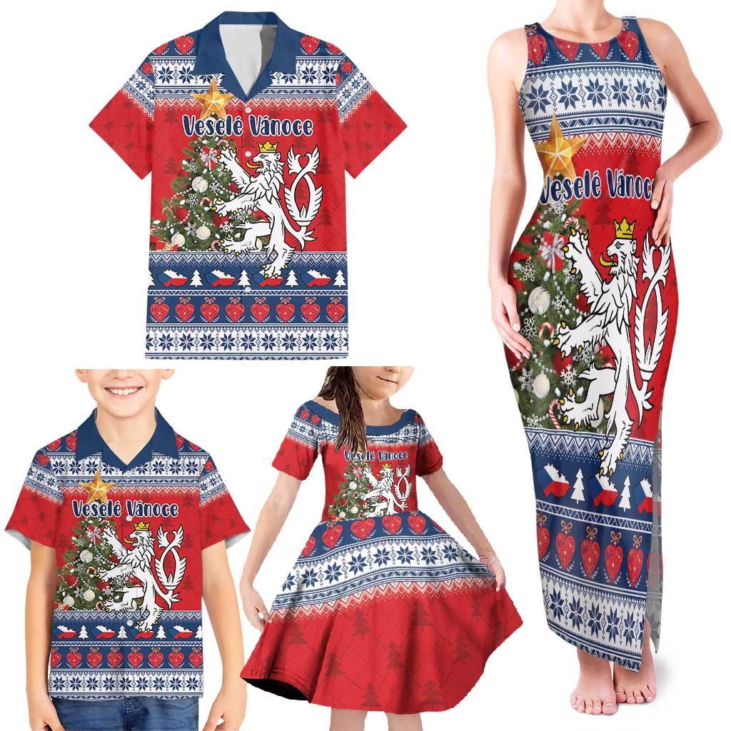 Czech Republic Christmas Personalized Family Matching Tank Maxi Dress and Hawaiian Shirt Vesele Vanoce - Wonder Print Shop