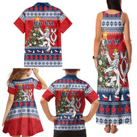 Czech Republic Christmas Personalized Family Matching Tank Maxi Dress and Hawaiian Shirt Vesele Vanoce - Wonder Print Shop