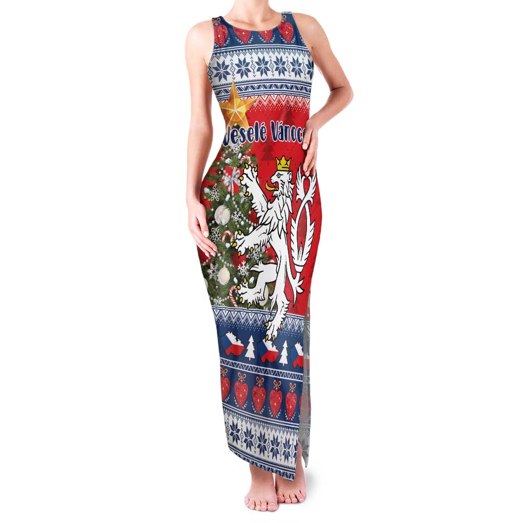 Czech Republic Christmas Personalized Family Matching Tank Maxi Dress and Hawaiian Shirt Vesele Vanoce - Wonder Print Shop