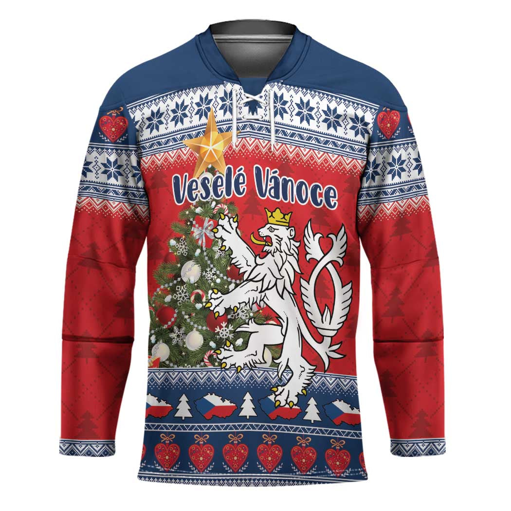 Czech Republic Christmas Personalized Hockey Jersey Vesele Vanoce - Wonder Print Shop