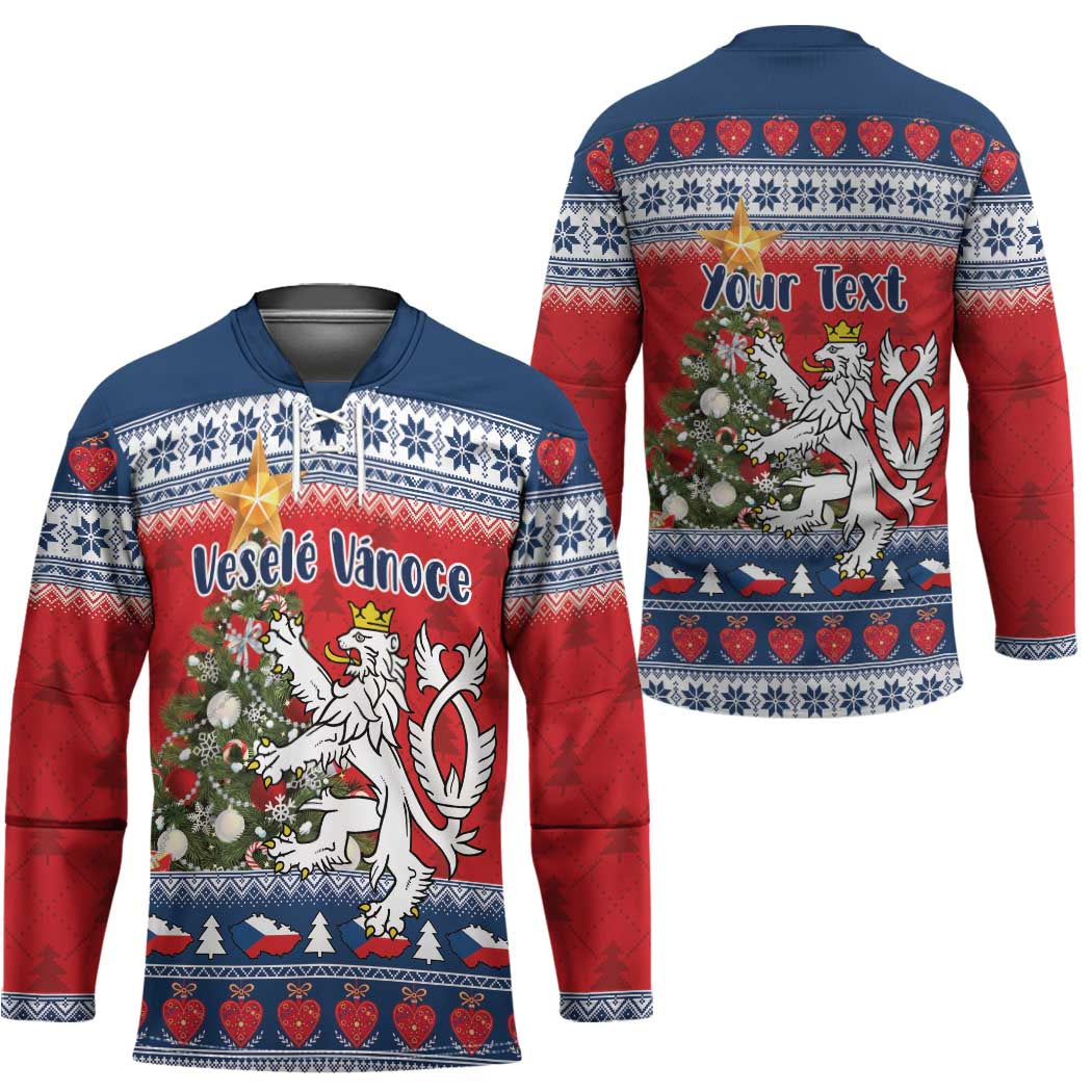 Czech Republic Christmas Personalized Hockey Jersey Vesele Vanoce - Wonder Print Shop