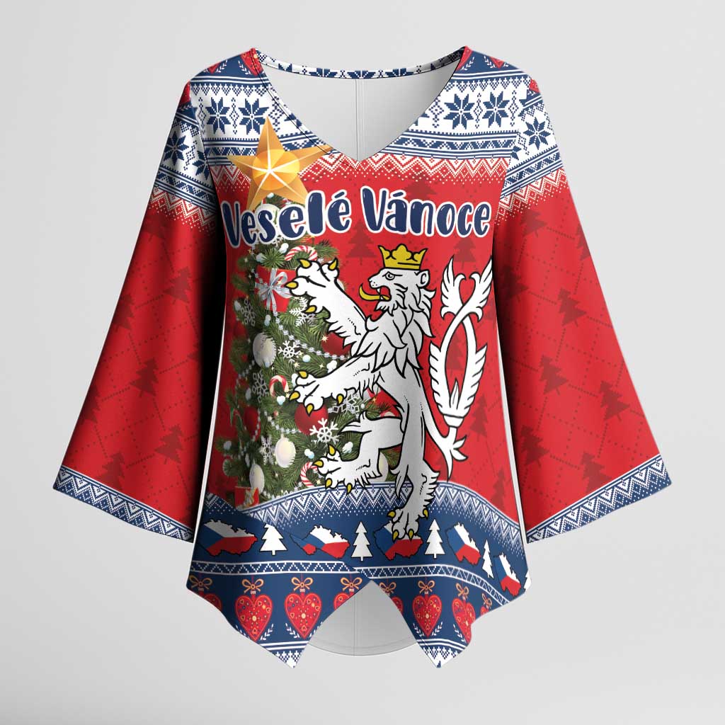 Czech Republic Christmas Personalized Kimono Sleeve Blouse Vesele Vanoce - Wonder Print Shop