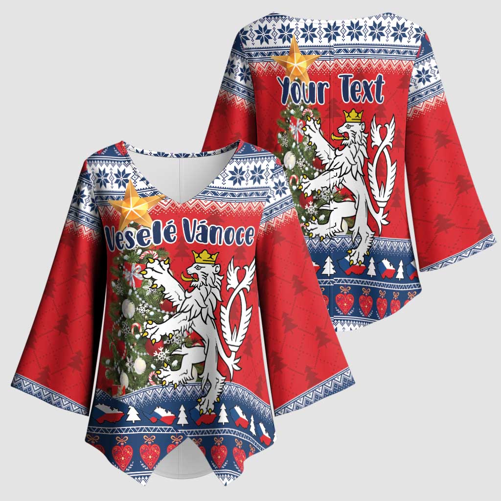 Czech Republic Christmas Personalized Kimono Sleeve Blouse Vesele Vanoce - Wonder Print Shop