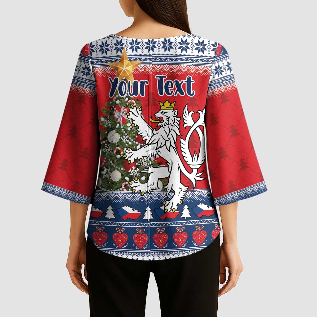 Czech Republic Christmas Personalized Kimono Sleeve Blouse Vesele Vanoce - Wonder Print Shop