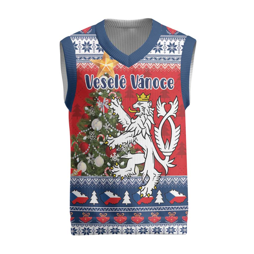 Czech Republic Christmas Personalized Christmas Knitted V-Neck Vest Vesele Vanoce - Wonder Print Shop