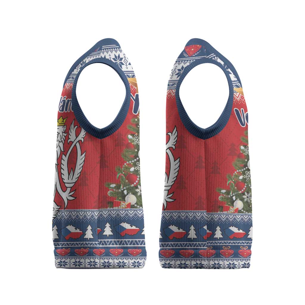Czech Republic Christmas Personalized Christmas Knitted V-Neck Vest Vesele Vanoce - Wonder Print Shop