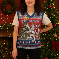 Czech Republic Christmas Personalized Christmas Knitted V-Neck Vest Vesele Vanoce - Wonder Print Shop