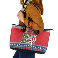 Czech Republic Christmas Personalized Leather Tote Bag Vesele Vanoce - Wonder Print Shop