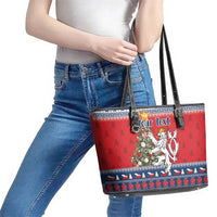 Czech Republic Christmas Personalized Leather Tote Bag Vesele Vanoce - Wonder Print Shop