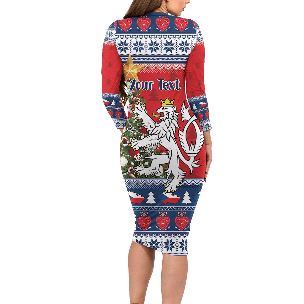 Czech Republic Christmas Personalized Long Sleeve Bodycon Dress Vesele Vanoce - Wonder Print Shop