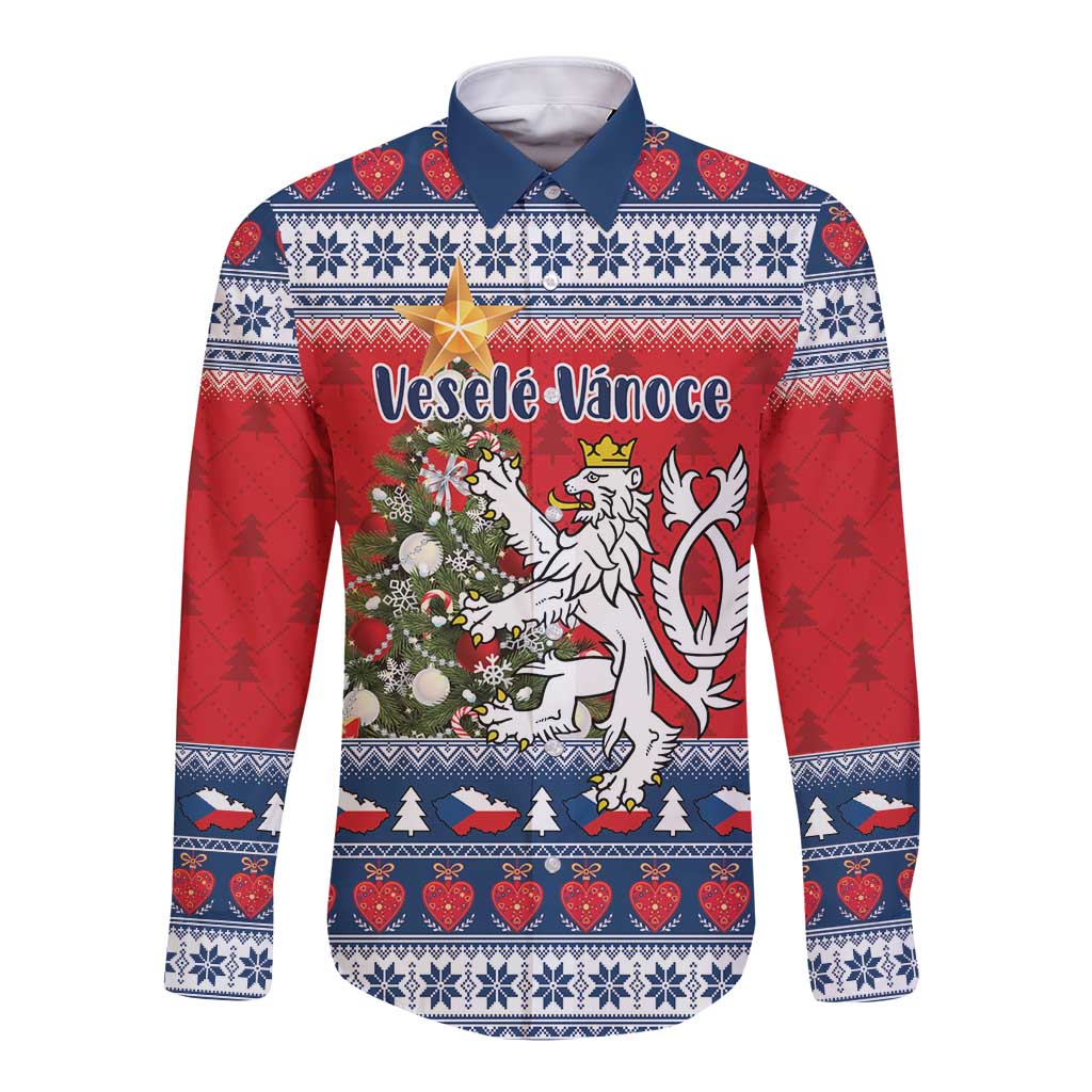 Czech Republic Christmas Personalized Long Sleeve Button Shirt Vesele Vanoce - Wonder Print Shop