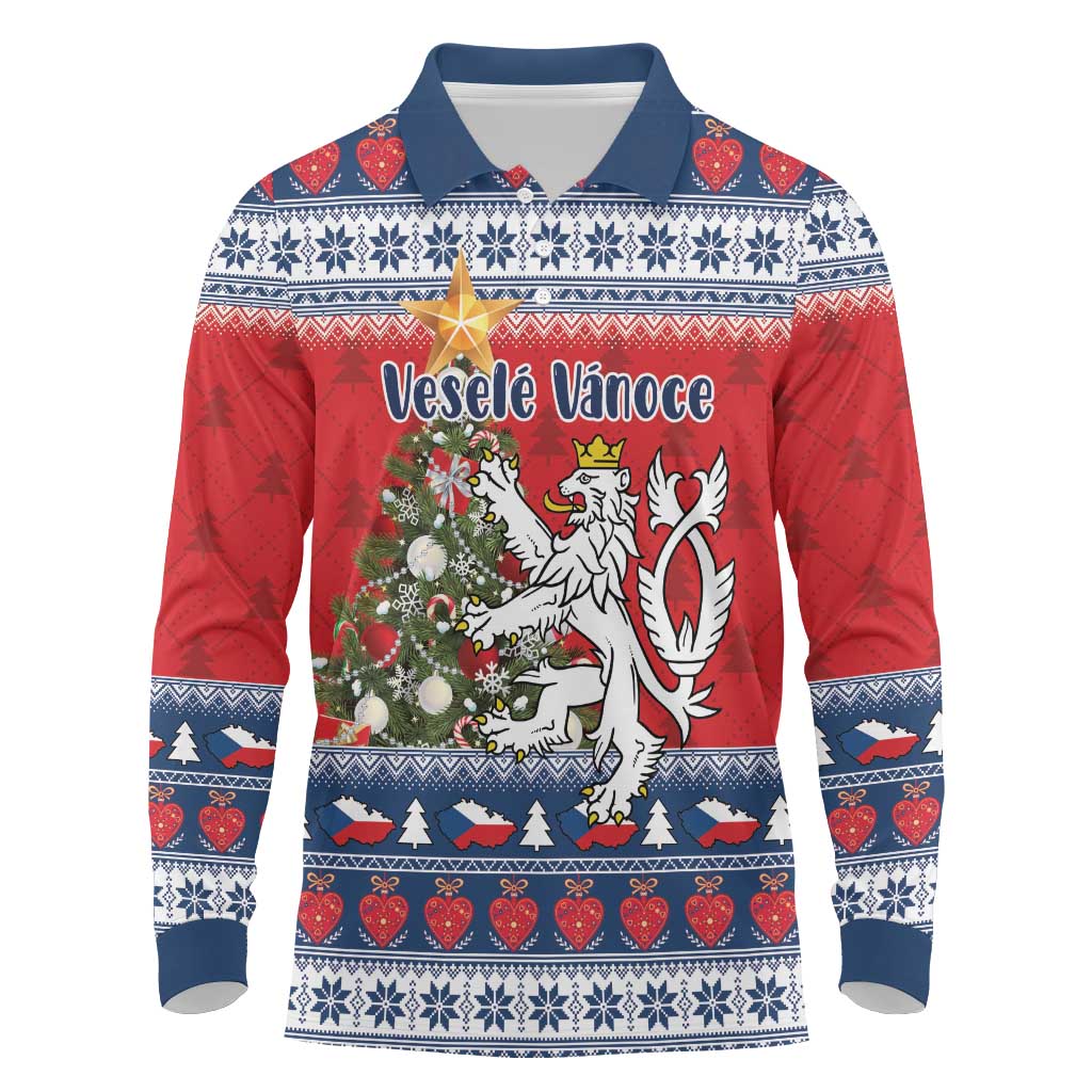Czech Republic Christmas Personalized Long Sleeve Polo Shirt Vesele Vanoce - Wonder Print Shop
