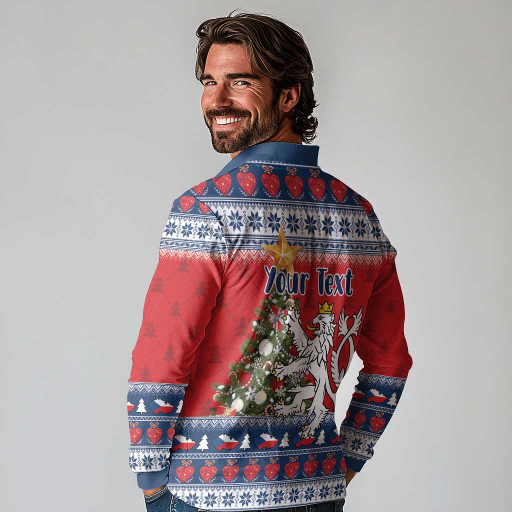 Czech Republic Christmas Personalized Long Sleeve Polo Shirt Vesele Vanoce - Wonder Print Shop