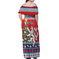Czech Republic Christmas Personalized Off Shoulder Maxi Dress Vesele Vanoce - Wonder Print Shop
