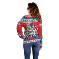 Czech Republic Christmas Personalized Off Shoulder Sweater Vesele Vanoce - Wonder Print Shop